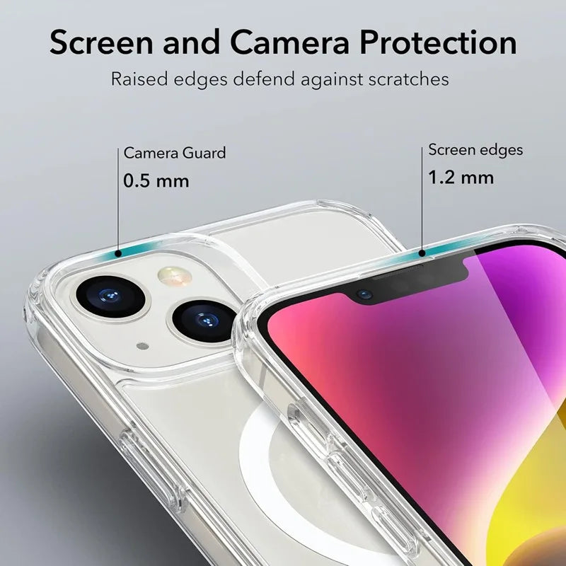 Funda de teléfono transparente magnética Original para Magsafe para iPhone 17 16 15 14 Plus 13 12 11 Pro Max cubierta trasera de carga inalámbrica