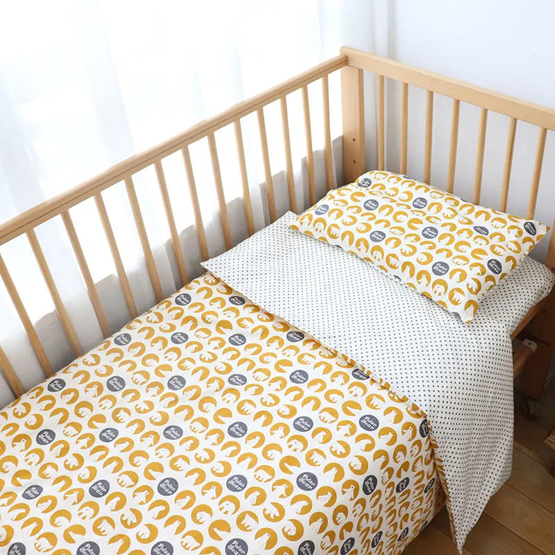 Juego de cama para cuna de bebé, ropa de cama de algodón, kit de cuna para niño y niña, incluye funda de almohada, funda nórdica, decoración para habitación de niños, 3 uds.