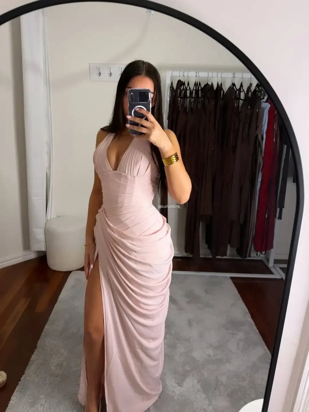 Vestido Maxi Plisado Sólido Sexy con Cuello Halter para Mujer, sin Mangas, sin Espalda, con Cintura Ajustada y Abertura, Vestidos de Fiesta de Verano 2026