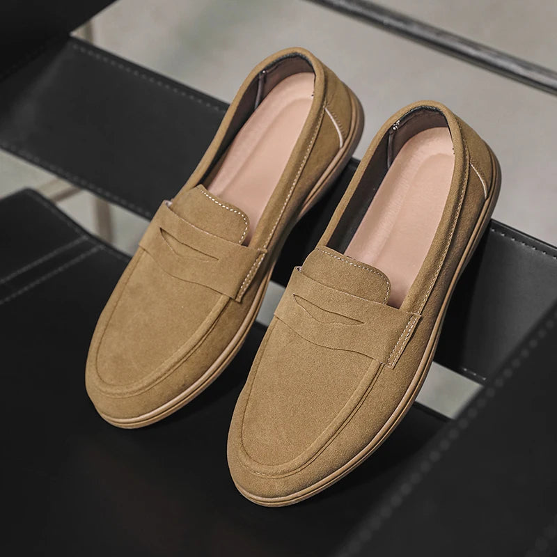 Gran oferta de mocasines sin cordones para hombre, ligeros, transpirables, cómodos, planos para exteriores, suela suave antideslizante, zapatos informales para caminar a diario