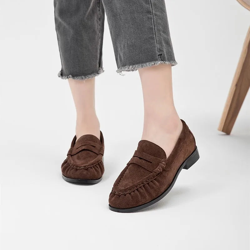 Mocasines para Dama Nuevo Modelo 2026 de Zapatos de Cuero para Mujer - Adecuados para Damas Sandalias de Mujer con Volantes Hechas a Mano Estilo Vintage