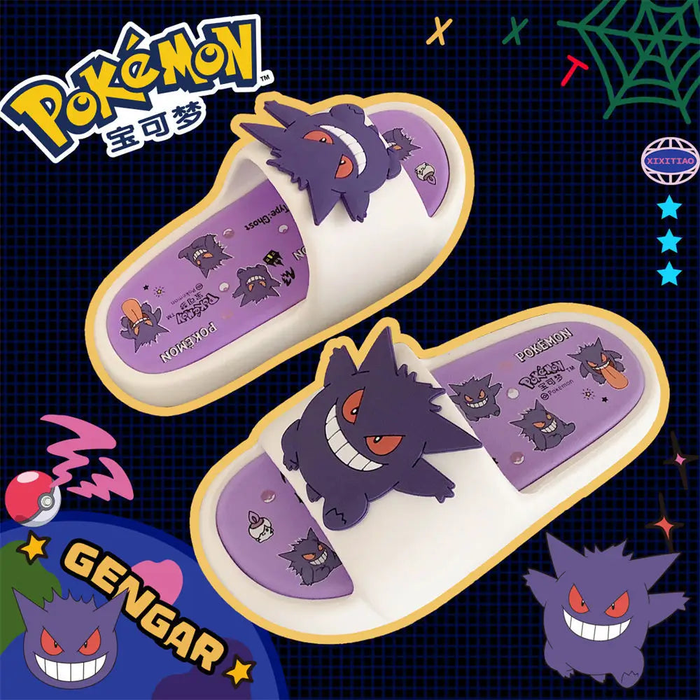 Kawaii Pokemon Anime periféricos Gengar dibujos animados sandalias al aire libre verano casa zapatos chanclas regalo de cumpleaños