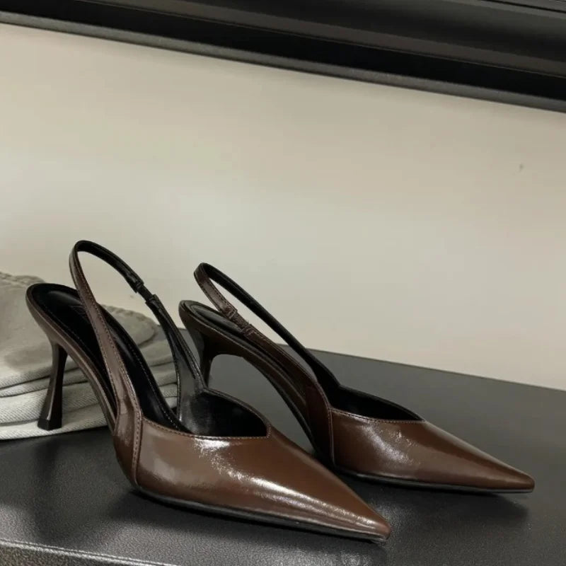 Sandalias de Tacón Alto para Mujer, Punta Puntiaguda, Zapatos Elegantes, Zapatos de Tacón Sexy a la Moda, Nuevas Zapatillas de Vestir de Marca de Diseñador de Lujo 2025