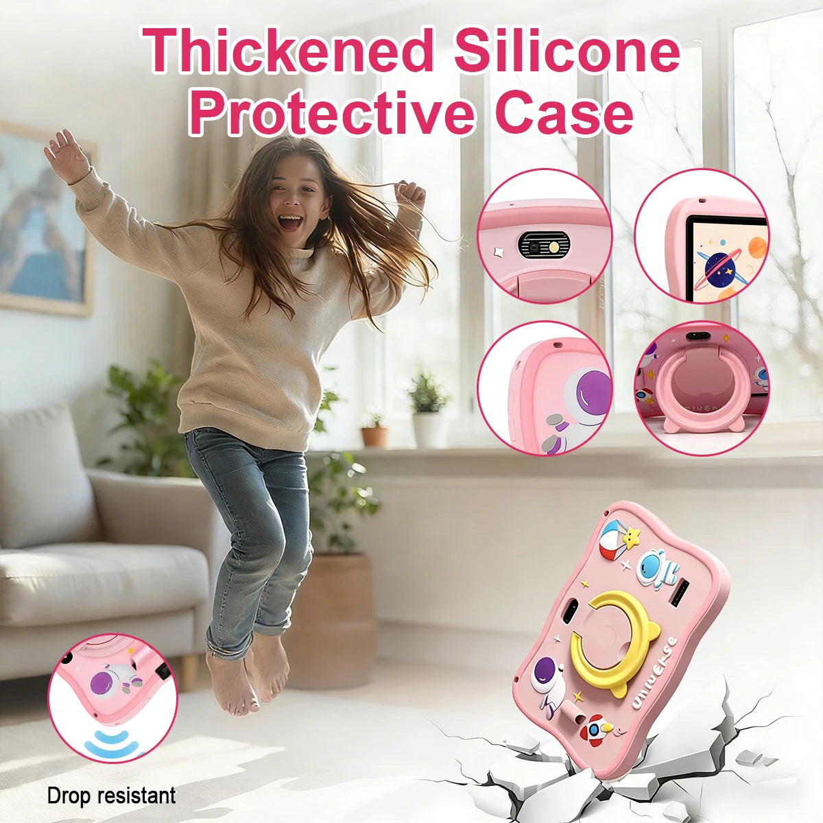 Tablet Android 15 para Niños, 6000mAh, Octa-core, 7 Pulgadas, 4GB RAM, 64GB ROM, WiFi, BT, con Funda Protectora y Lápiz Óptico, Regalo para Niños