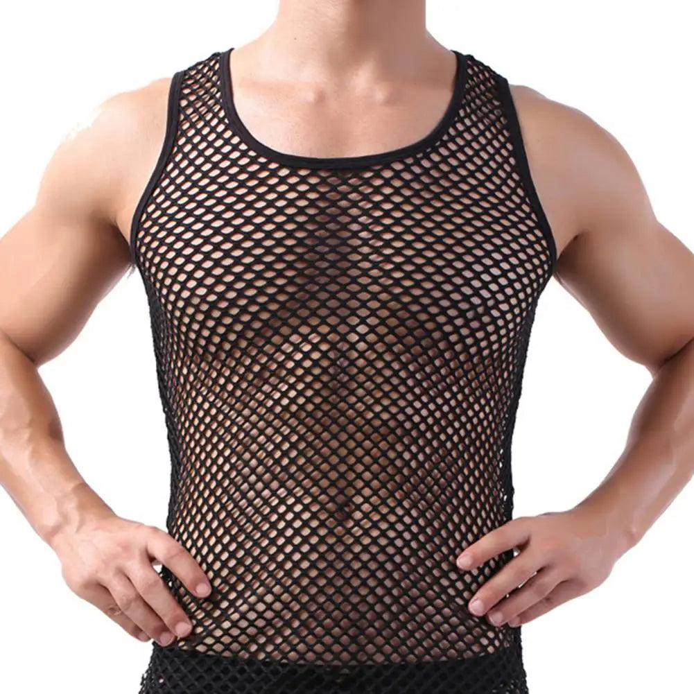 Chaleco para hombre, camiseta interior, ropa, camisa de malla de nailon transparente, camisetas de manga larga, camisa transparente Sexy, ropa interior