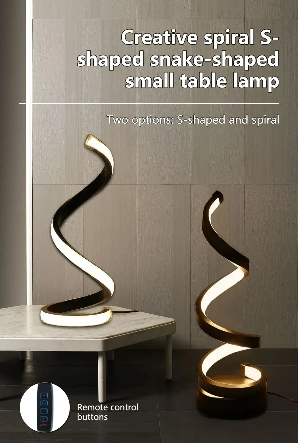 Luz LED nocturna, lámpara de mesa en espiral, lámparas de noche modernas, lámpara de noche regulable, decoración para oficina, sala de estar y dormitorio, luces nocturnas