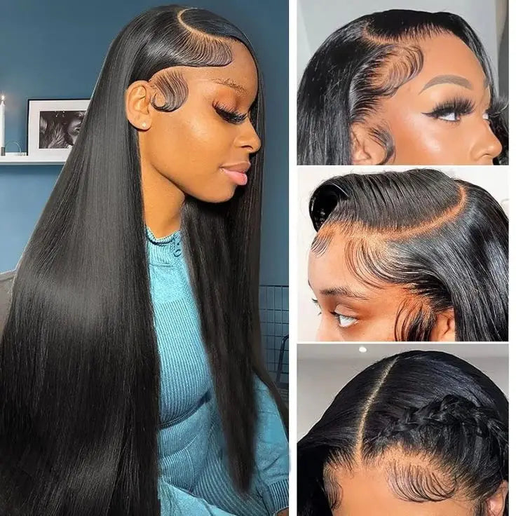 Peluca de cabello humano con encaje Frontal HD 13X6 de 30 pulgadas, peluca Frontal de encaje transparente HD recta, cabello humano brasileño de 210% de densidad