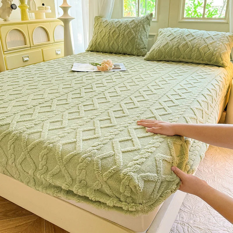 Sábana ajustable de lana Tafu de color sólido, funda protectora para colchón doméstico, antideslizante, de una sola pieza, sin funda de almohada, novedad de 2025