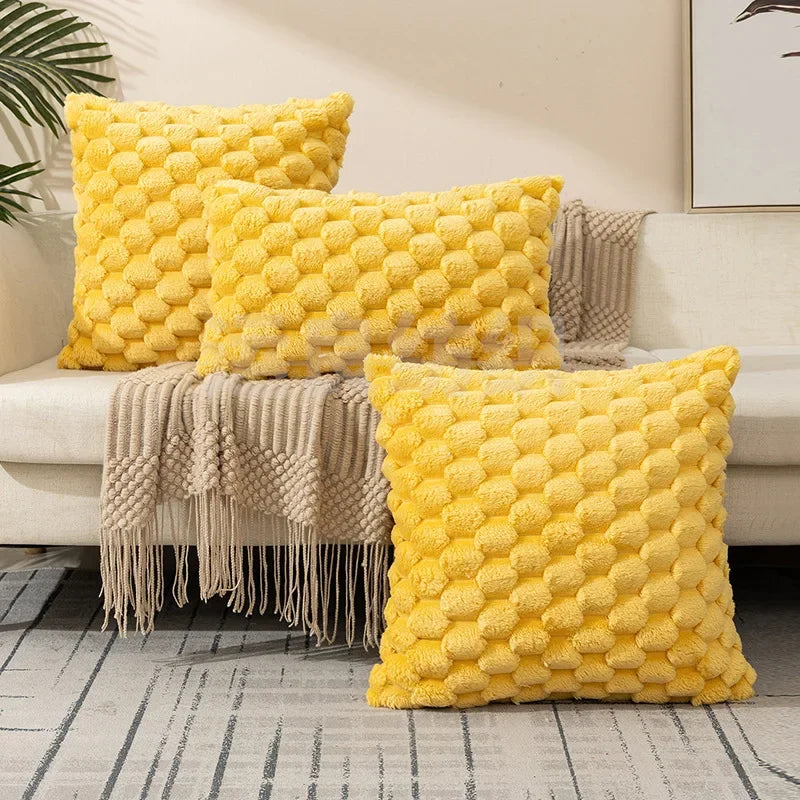 Funda de almohada tejida de terciopelo con copos de nieve, funda de almohada de Color sólido, funda de cojín de cintura suave y cómoda para sala de estar, sofá, decoración del hogar