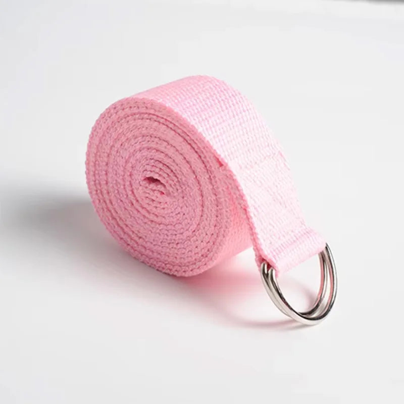 Correa de Yoga de 183x3,8 cm, cinturón de Yoga de algodón para ejercicio, hebilla de anillo en D elástica tejida ajustable, bandas de estiramiento para Fitness, cuerda de Pilates