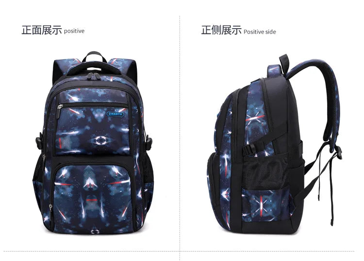 Nuevo conjunto de 3 uds de mochilas para niños, bolso escolar con patrón de cielo estrellado para estudiantes, bolso escolar impermeable con bolsa de almuerzo, estuche para lápices
