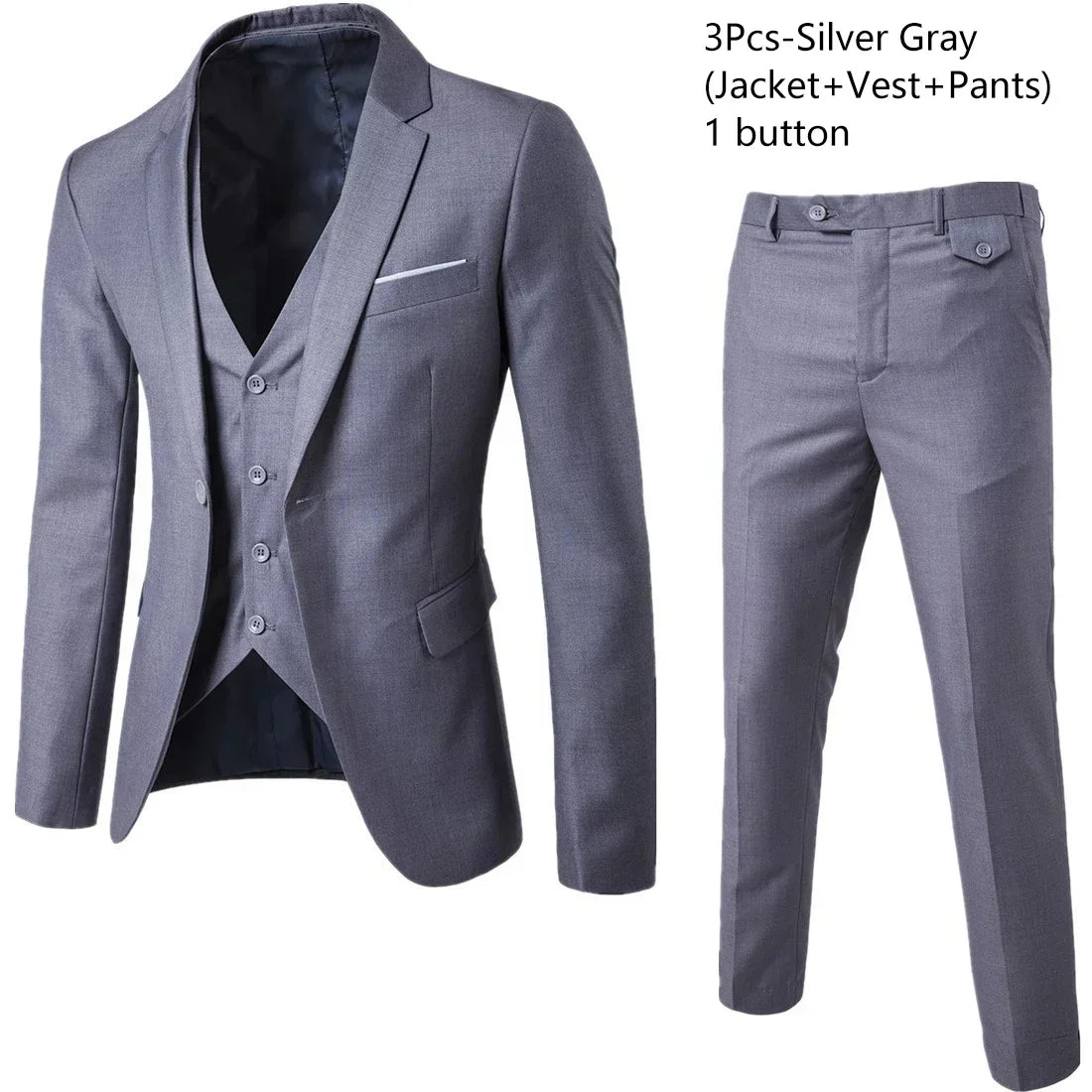 Trajes para hombre, conjunto de 3 piezas, moda elegante para boda, chaquetas completas clásicas, chaleco, pantalones, Blazers, traje Formal 2025