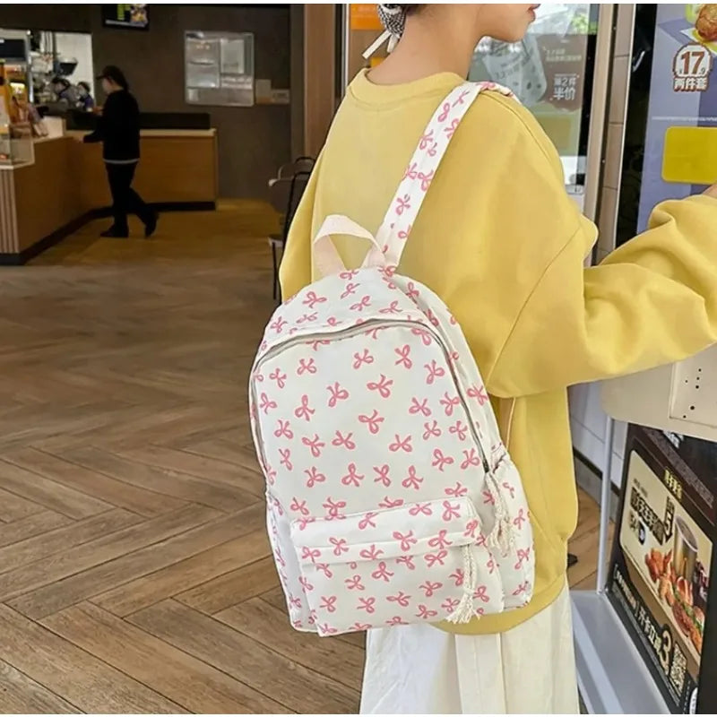 Mochila Moderna con Estampado de Lazo para la Escuela, con Protección para Laptop, Correas Ajustables, Regalo Perfecto para el Regreso a Clases para Niñas