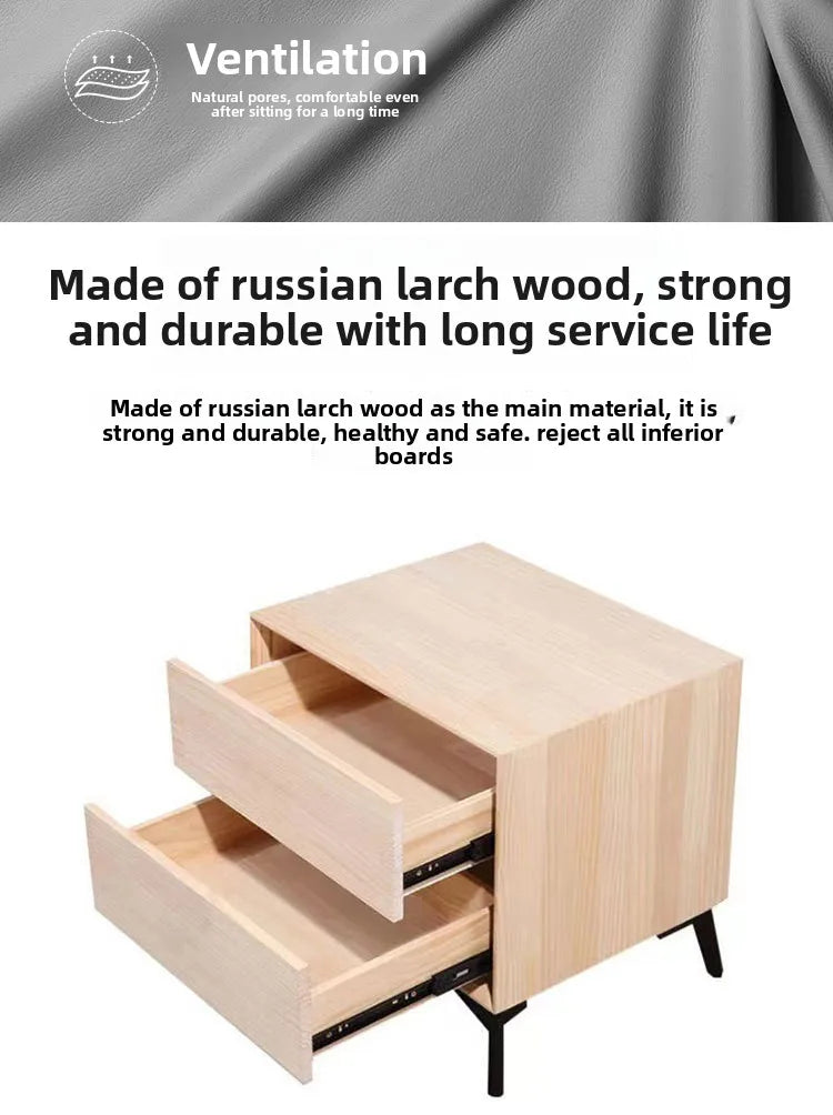 Mesita de noche de madera inteligente con altavoz cargador inalámbrico, mesita de noche minimalista moderna de dos cajones, muebles multifuncionales para el hogar