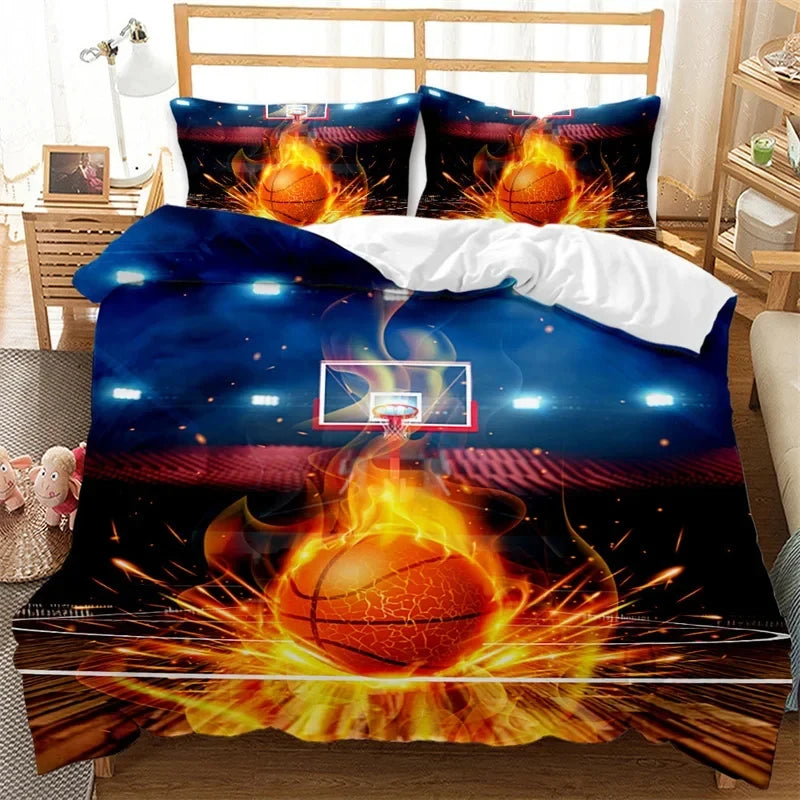 Funda nórdica de baloncesto, juego de cama deportivo para juegos, funda de edredón para jugadores de baloncesto, dormitorio para adolescentes y adultos