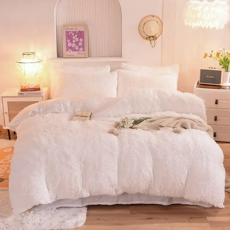 Juego de funda nórdica de felpa de lujo de 3/4 piezas: ropa de cama acogedora y suave, perfecta para el confort del dormitorio, ideal para habitaciones de invitados y dormitorio Aesth
