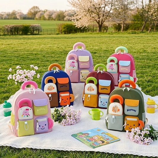 Mochila con múltiples bolsillos, bonita mochila escolar de moda con dibujos animados para niños de primaria y secundaria, ligera y de gran capacidad