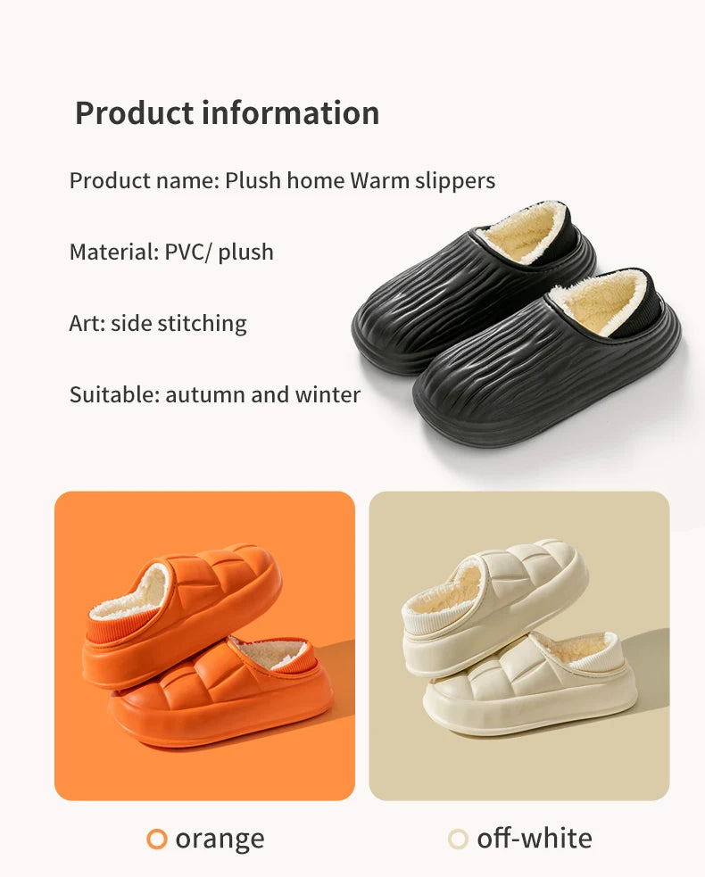 Pantuflas Impermeables de Invierno para Mujer y Hombre, Suela Gruesa de 4 cm, Cálidas y Afelpadas, Zapatos de Interior Antideslizantes, Forradas de Piel, Zuecos Suaves y Acolchados