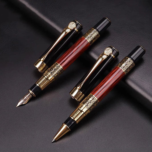 Pluma estilográfica de grano de madera de Metal, suministros escolares, bolígrafos para estudiantes, suministros de papelería, pluma estilográfica de alta calidad