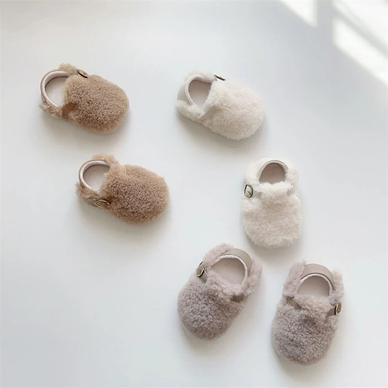 Otoño Invierno, zapatos para bebés, niños y niñas, zapatos gruesos de felpa para bebés, zapatos cómodos de suela blanda para niños pequeños, zapatos para caminar