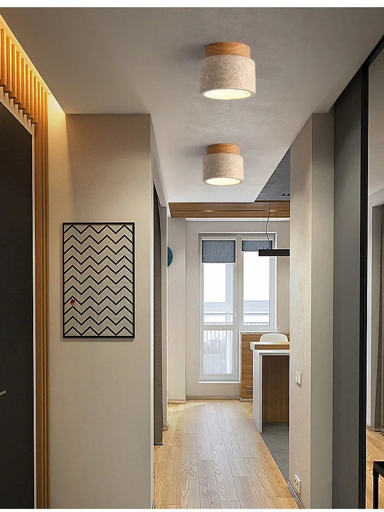 Lámpara de techo LED de piedra travertino, accesorio de iluminación para pasillo, sala de estar, comedor, decoración de dormitorio, lámpara de techo
