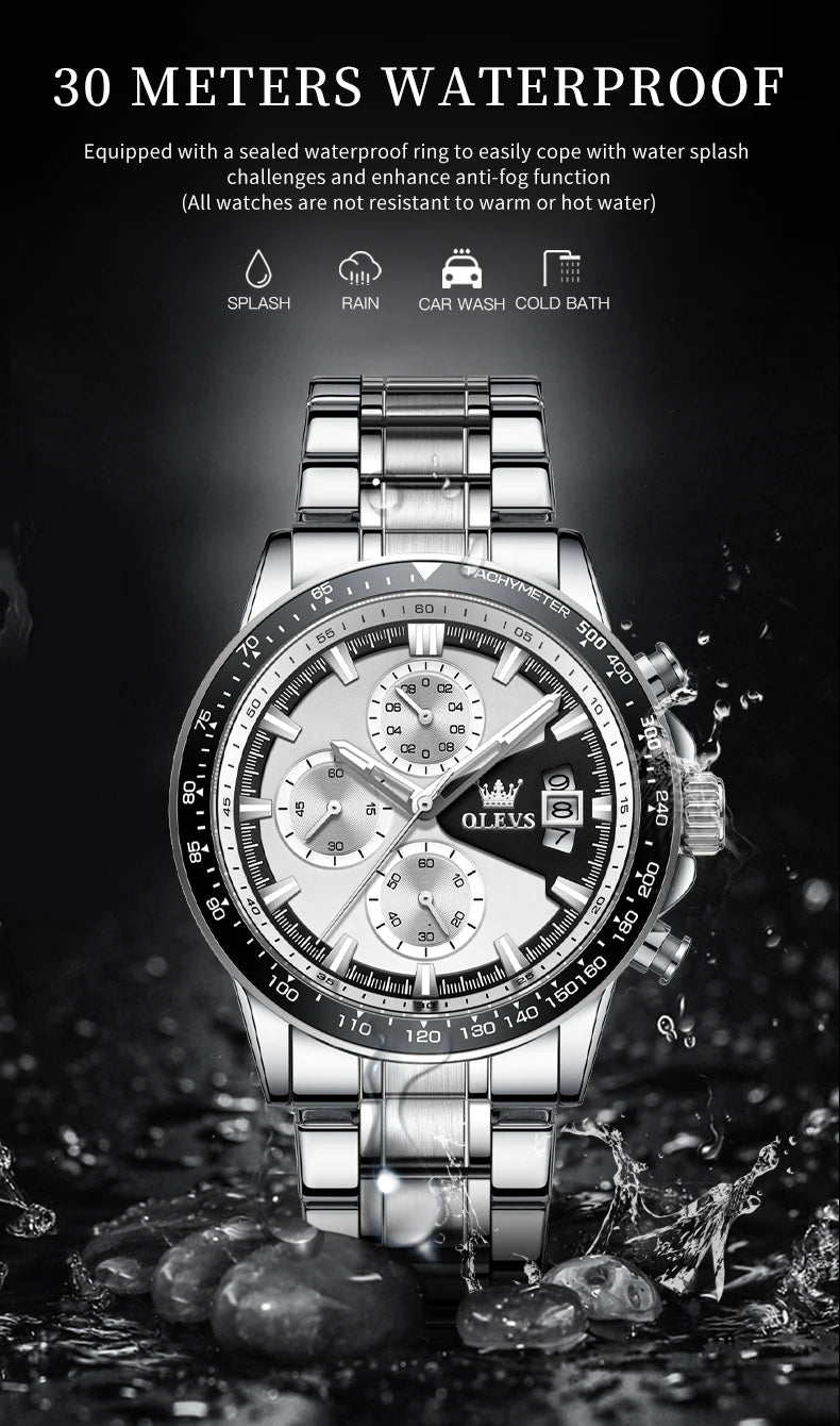 Reloj OLEVS TY705 para Hombre, Reloj de Cuarzo Luminoso de Lujo a Prueba de Agua, Reloj Multifuncional con Cronómetro, Reloj Deportivo Original Exclusivo para Hombre