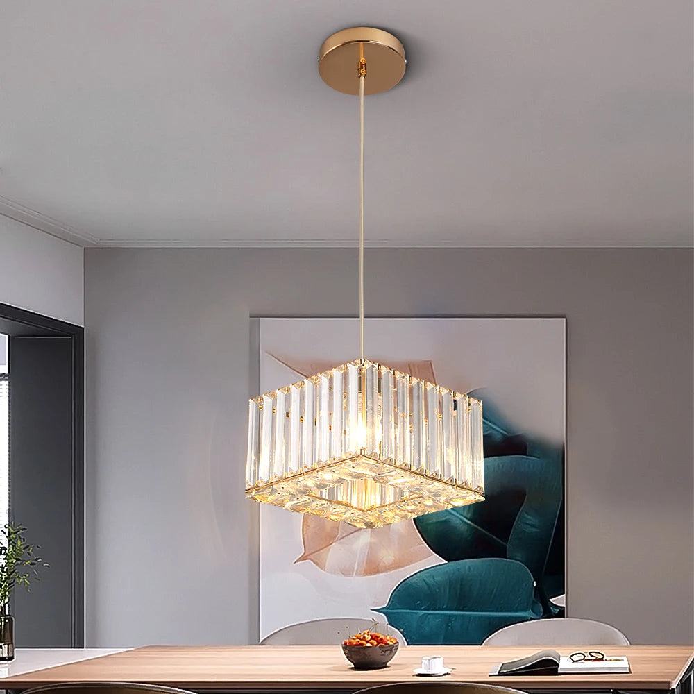 Lámpara colgante de cristal moderna, lámpara de techo Led de lujo, accesorios de decoración para el hogar, Isla de cocina, Lustre colgante ajustable