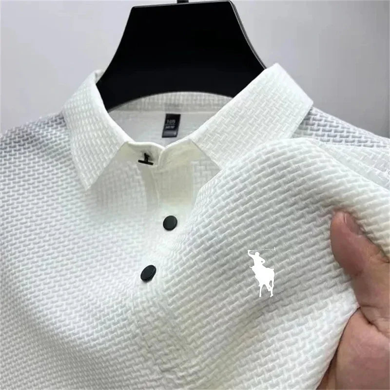 Camisetas de Manga Corta de Seda Helada para Hombre, Verano 2026, Frescas, Transpirables, Estilo Business-Casual, Polo Versátil