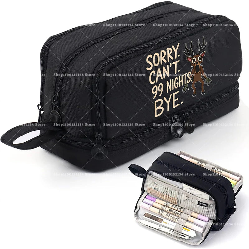 Estuches para lápices de 99 noches en los bosque, bolsas grandes para bolígrafos de dibujos animados, bolsa de lápices multicapa de Anime para niños y niñas, suministros de papelería escolar