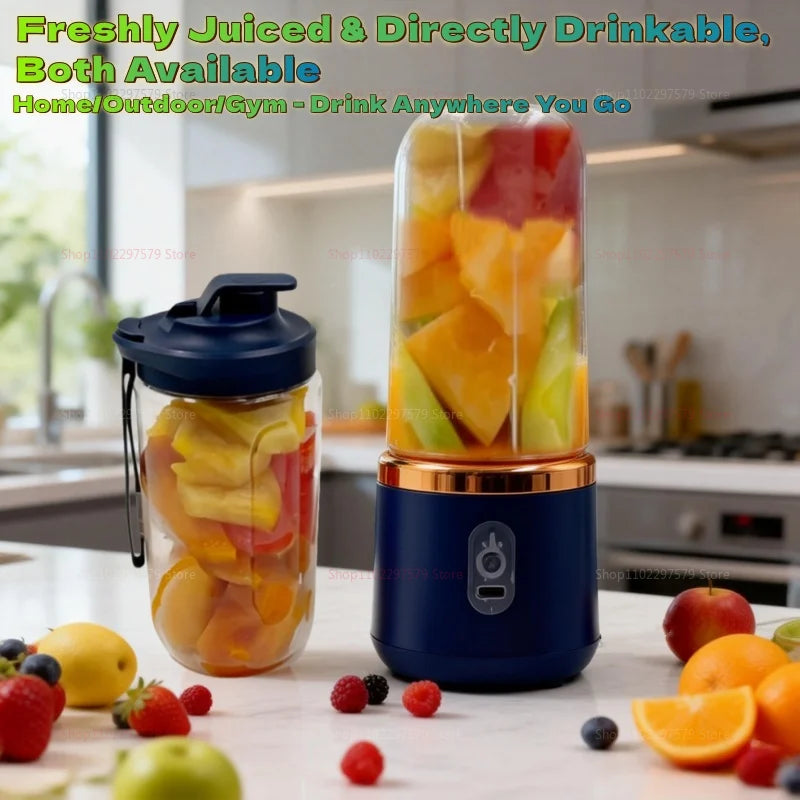 Licuadora Portátil de Doble Vaso, Exprimidor USB, Mezclador de Frutas para Smoothies, Batidos y Jugos, Procesador de Alimentos Compacto, Exprimidor de Naranjas