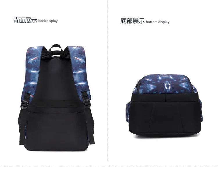 Nuevo conjunto de 3 uds de mochilas para niños, bolso escolar con patrón de cielo estrellado para estudiantes, bolso escolar impermeable con bolsa de almuerzo, estuche para lápices