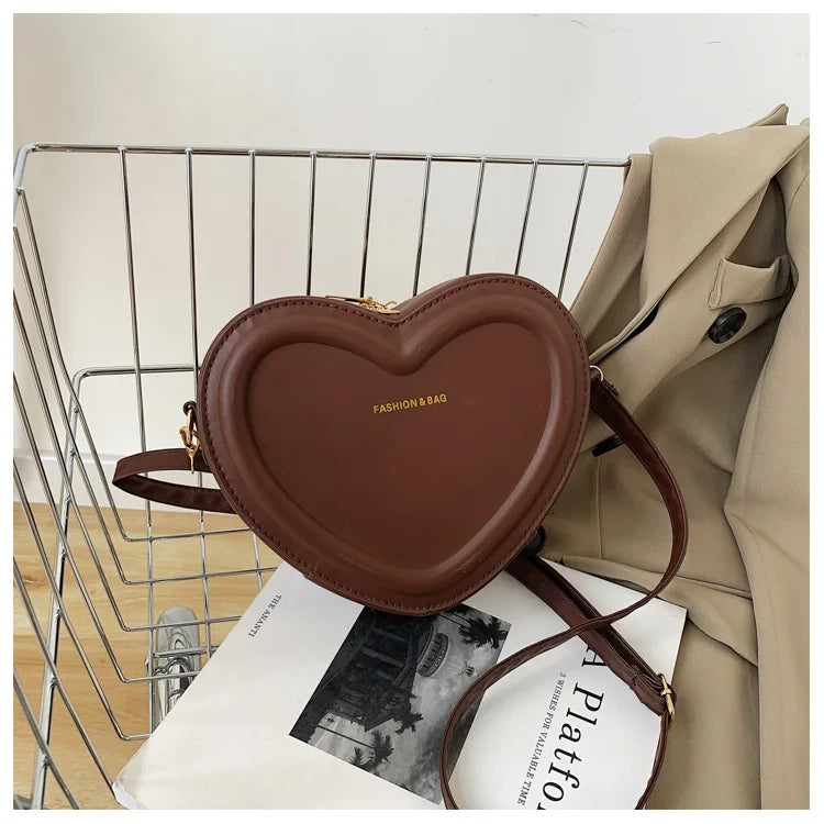 Gran oferta de bolsos cruzados con forma de corazón para mujer, bandoleras de piel sintética sólidas, bolsos de moda