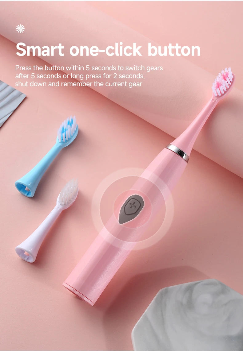 Cepillo de dientes eléctrico para adultos, cerdas suaves DuPont, batería portátil, IPX7, resistente al agua, inteligente, eficaz, cuidado bucal