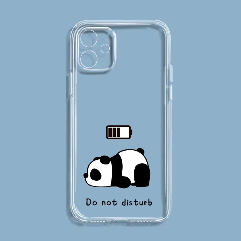 Funda de teléfono divertida con diseño de perro Panda para iPhone 17 14 15 12 11 13 16 Pro Max Mini 7 8 Plus SE, funda transparente de Animal bonito