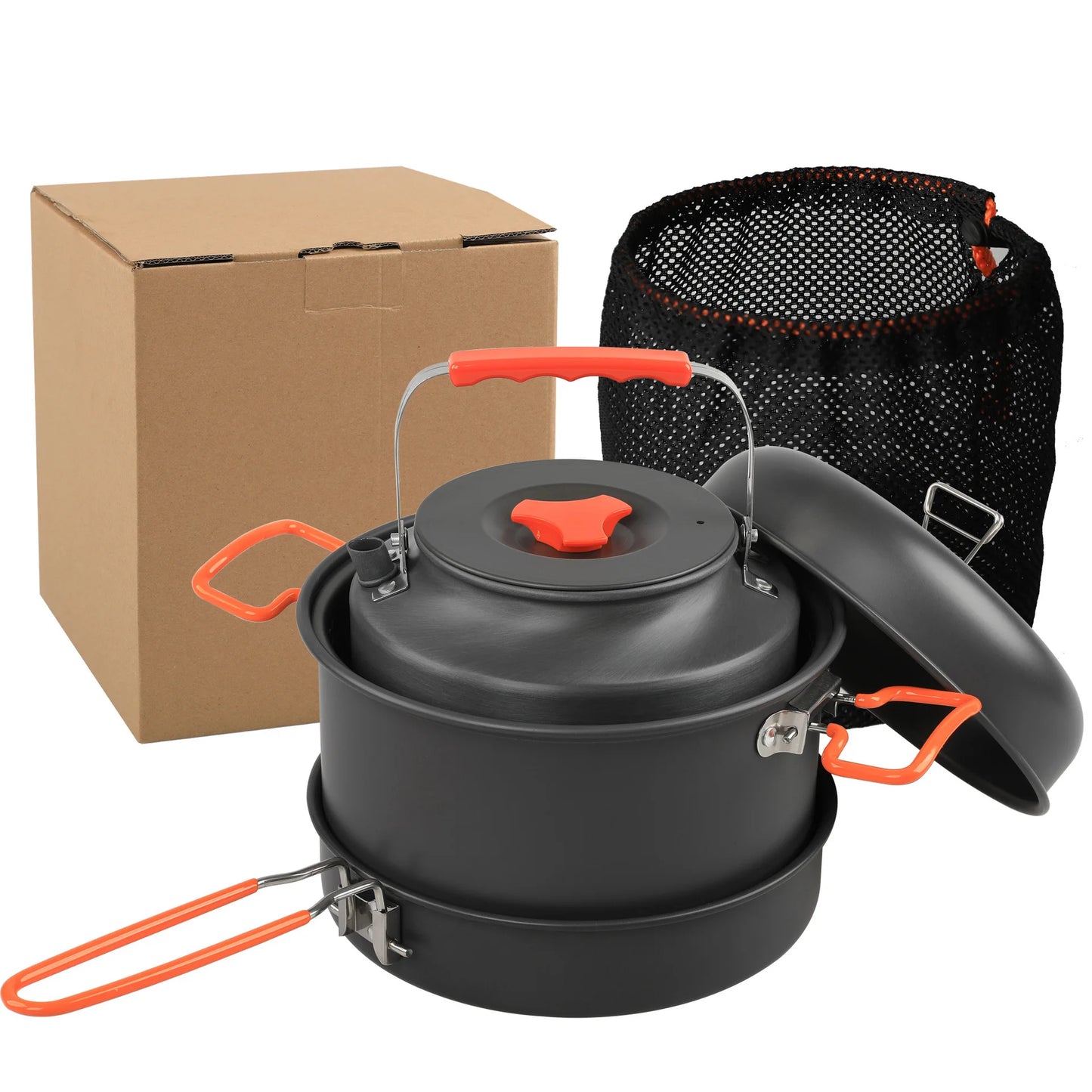 Juego de utensilios de cocina al aire libre, olla de cocina para acampar, hervidor de vapor, sartén, juego de cocina