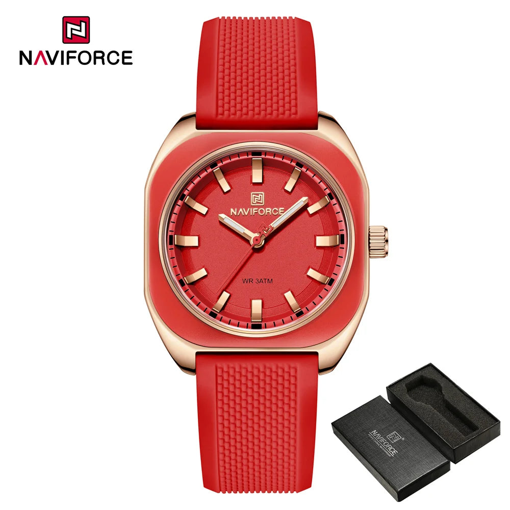 NAVIFORCE, reloj para mujer, marca superior, moda de lujo, reloj de pulsera Original para mujer y niña, pulsera de goma de silicona, reloj informal para mujer 5061