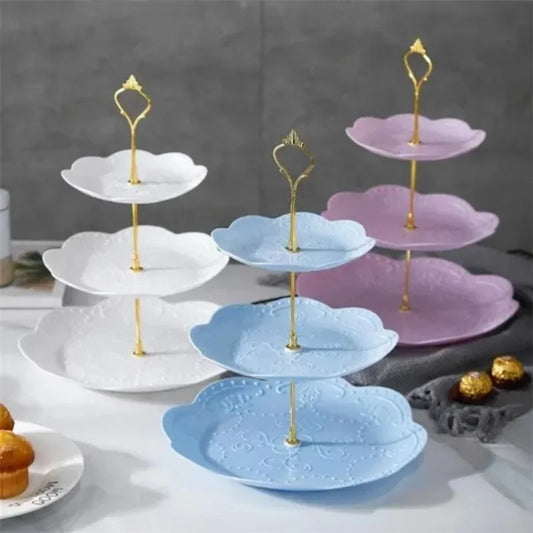 Soporte desmontable para Tartas de estilo europeo, plato de fruta de 3 capas para postres, magdalenas y pastelería