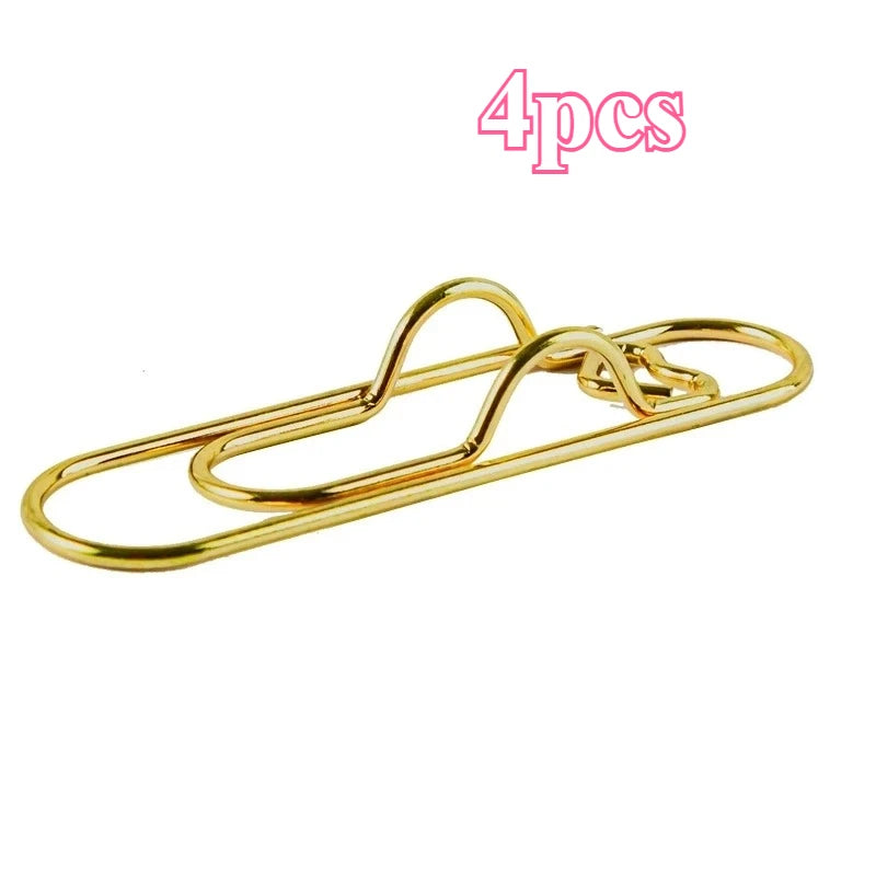 Clip multifuncional para bolígrafo con diseño de amor, 4 unidades, clip de papel portátil con botón para colgar, accesorios de papelería para cuadernos