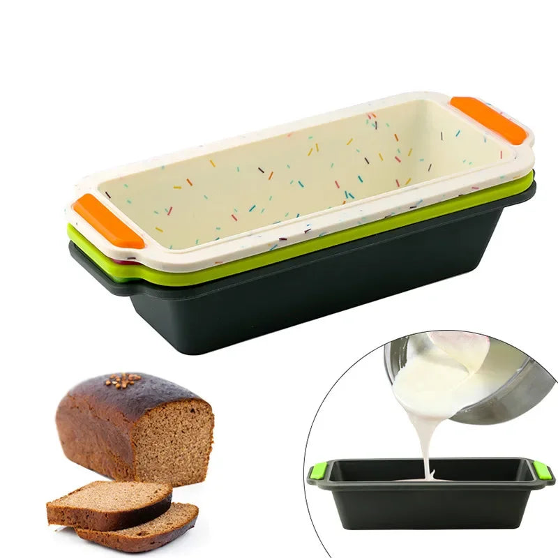 Bandeja rectangular de silicona para hornear, herramientas antiadherentes para molde, pan, tostada, tarta, larga, cuadrada