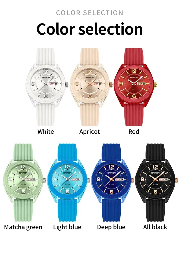 Reloj de Pulsera SANDA para Mujer, Nuevo, Moderno, Deportivo, de Cuarzo, con Fecha, Semana, Resistente al Agua, Luminoso, Elegante