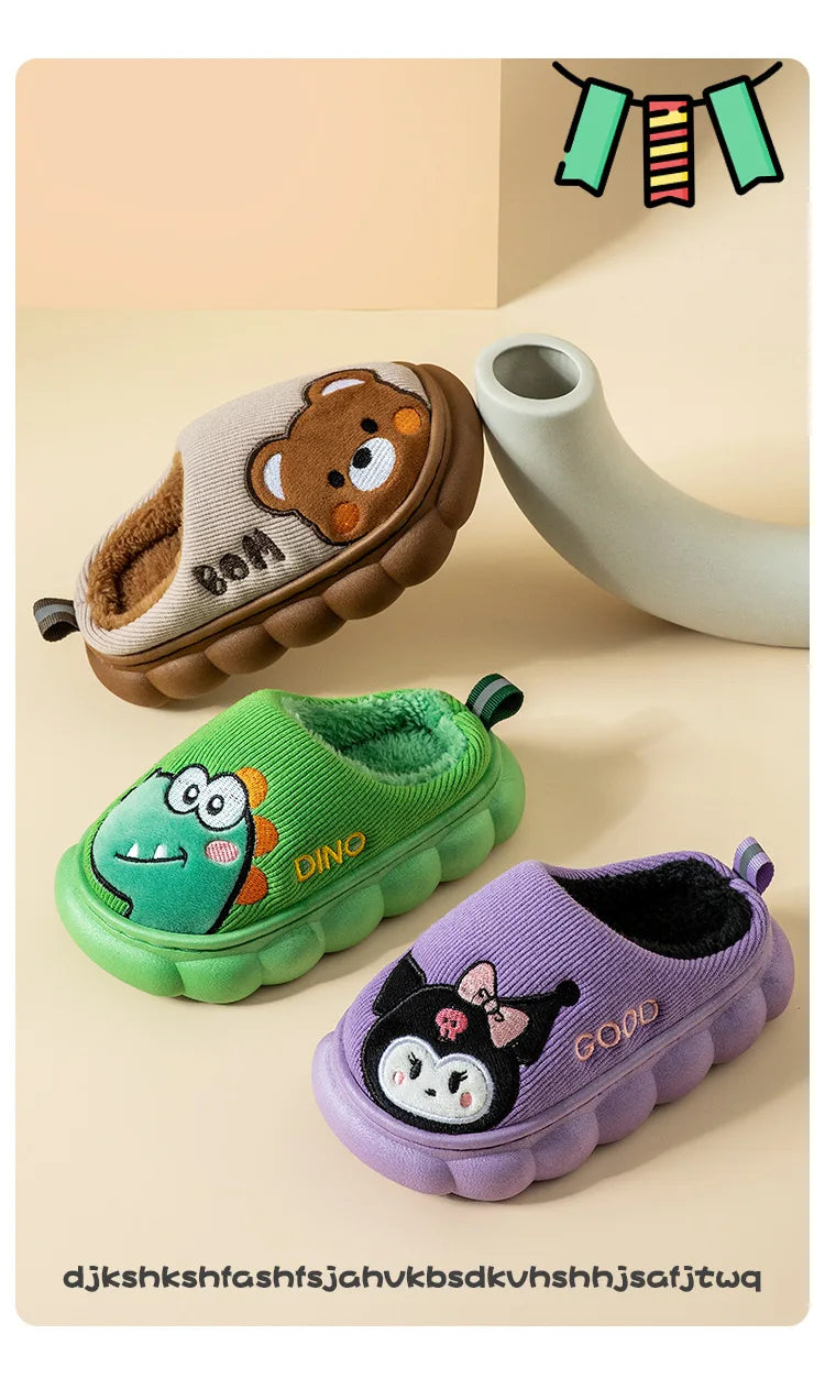 Otoño Invierno niños zapatillas de algodón niños pequeños interior antideslizante cálido Zapatilla de casa niños niñas bebé lindo zapatos de felpa de dibujos animados