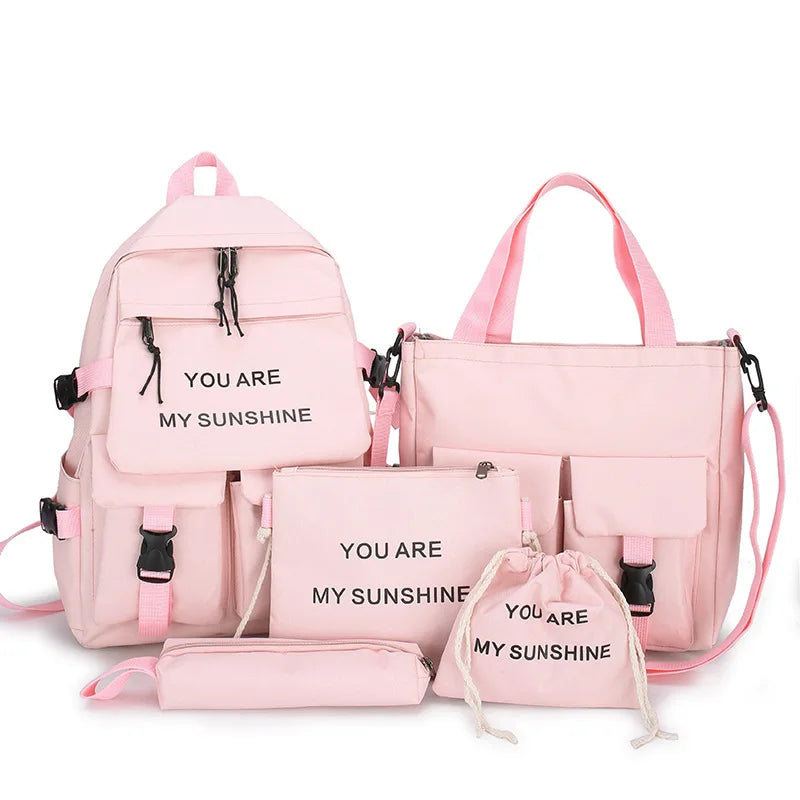 Mochila escolar Kawaii para niños y niñas, conjunto de 4 piezas, mochilas escolares para adolescentes y niñas