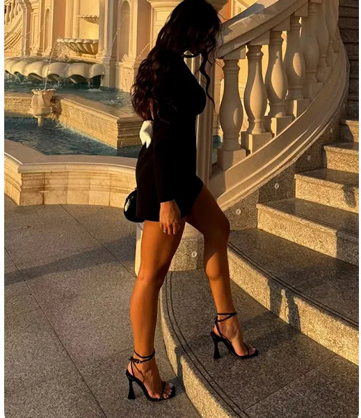 Minivestido elegante con lazo blanco para mujer, vestidos cortos de lujo, vestidos informales negros y rojos para fiesta de noche, cumpleaños y verano