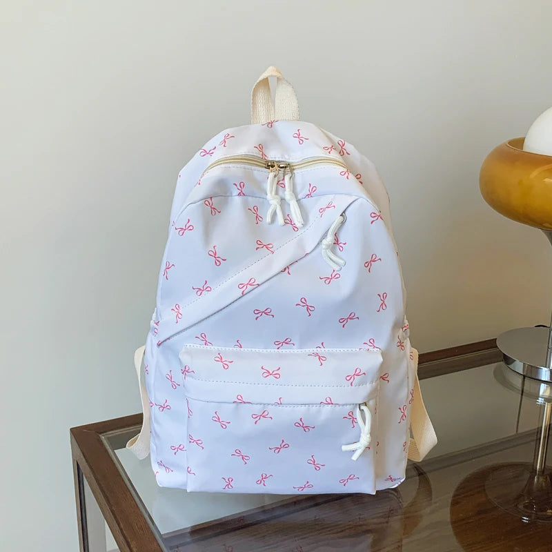Mochila Moderna con Estampado de Lazo para la Escuela, con Protección para Laptop, Correas Ajustables, Regalo Perfecto para el Regreso a Clases para Niñas