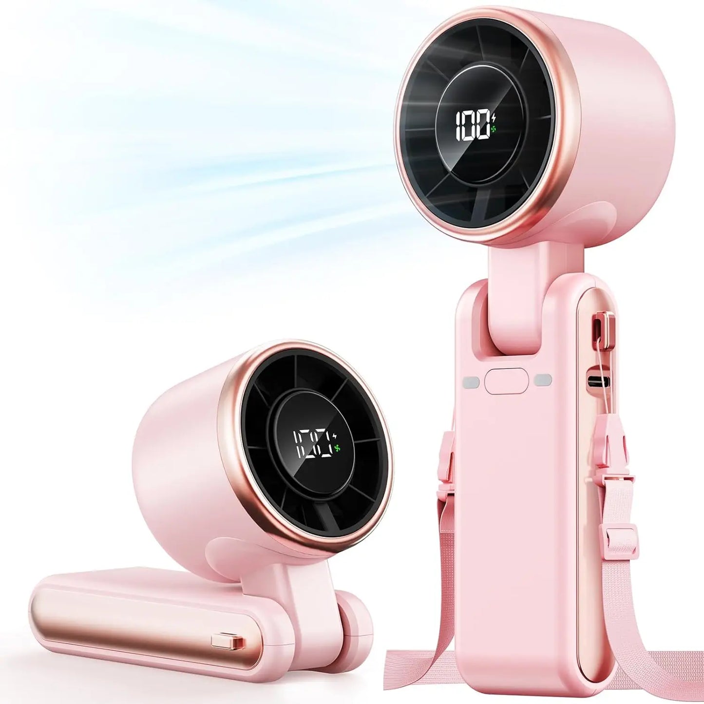 Mini Ventilador de Mano de Alta Velocidad, Carga USB, Pantalla Digital, Portátil, Plegable, para Escritorio, Camping, Ventilador Turbo Potente