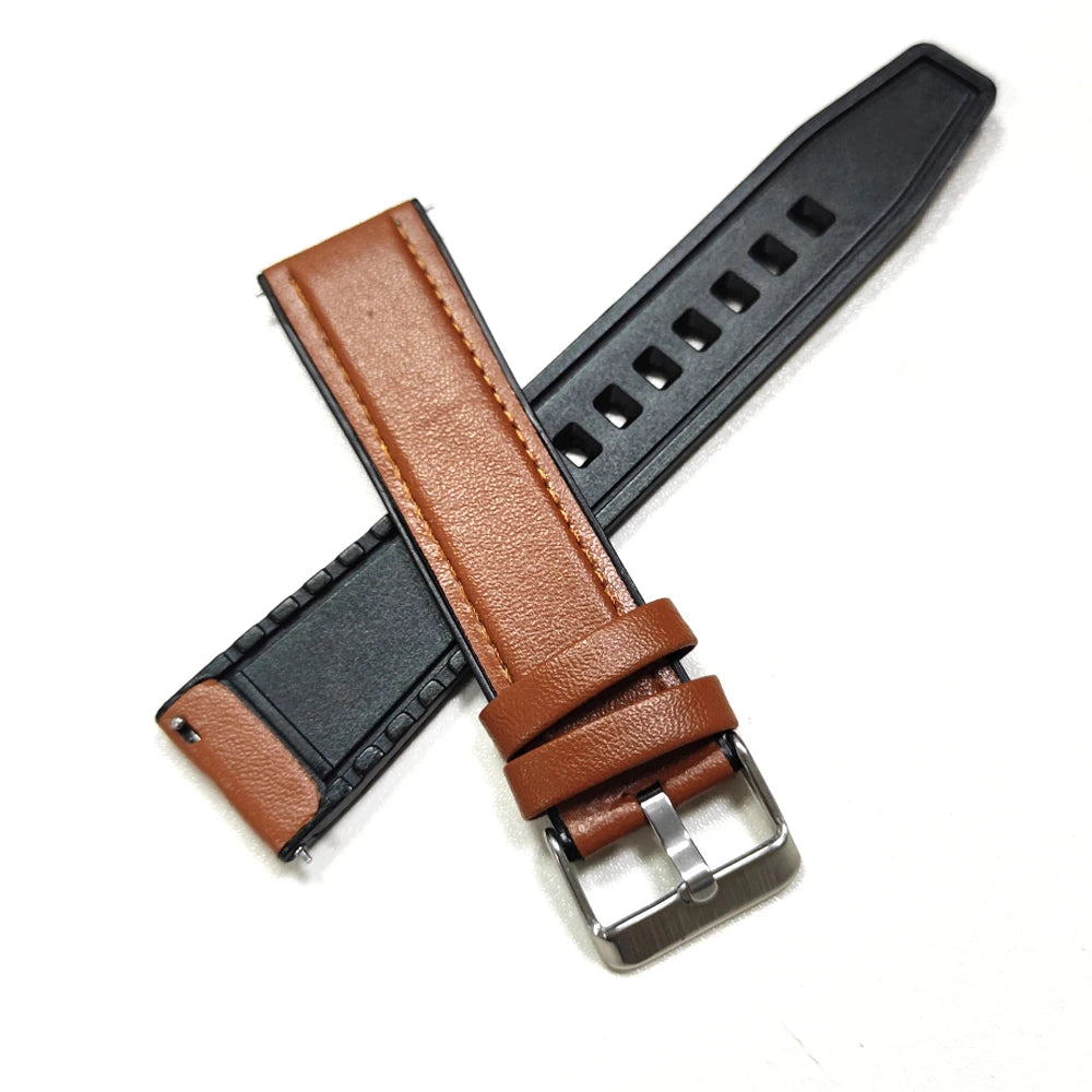Correa de repuesto de 22mm para Huawei Watch GT6 6Pro GT5 GT 4 3 2 46mm Watch 5 4 Pro Smartwatch pulsera de silicona de cuero