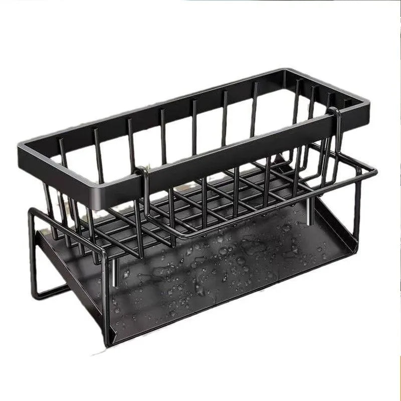 Soporte de esponja de cocina, escurridor, organizador de fregadero para almacenamiento de paño de cocina con gancho para colgar