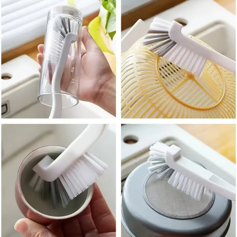 Cepillo de limpieza de mango largo, cepillos multifuncionales sin ángulo muerto, duraderos manuales, cocina, baño, tazas al aire libre, botellas de licuadoras