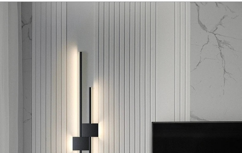 Lámparas de pared con luces LED, decoración de sofá, sala de estar, Fondo de TV, rejilla de madera, barra de dormitorio, tira larga