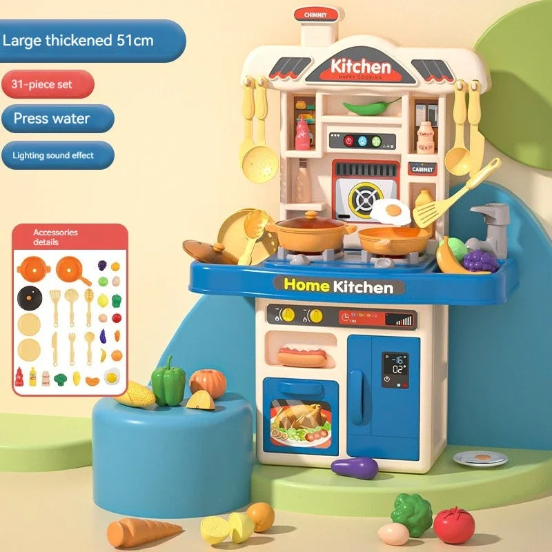 Juguete de Cocina de Simulación para Niños, Mesa de Cocina con Sonido, Utensilios de Cocina para Niñas, Juego de Juguetes Educativos para Cocinar